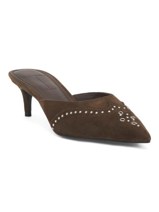 Black Suede Studio Shoes - BLACK SUEDE STUDIO Made In Brazil Suede Missy Western Heeled Mules